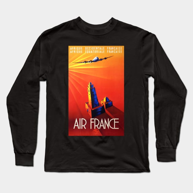 Vintage Travel Poster - Air France to Africa Long Sleeve T-Shirt by Starbase79